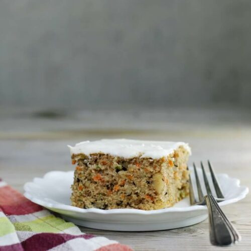 Carrot Zucchini Bars with Cream Cheese Frosting - Words of Deliciousness